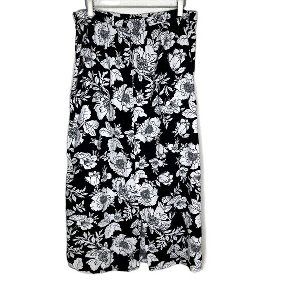 Old Navy Black Floral Linen-Blend Maxi Skirt, Size Large - Picture 2 of 6